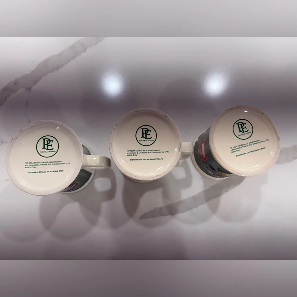 Polar Express Believe Mug Set 3D‎ Relief Set of 3 Christmas Cocoa Cups